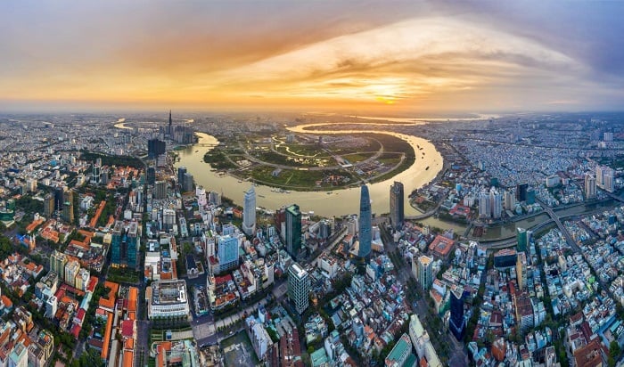 Bức tranh lúc xế chiều tại bán đảo Thủ Thiêm (Ảnh: Sưu tầm)